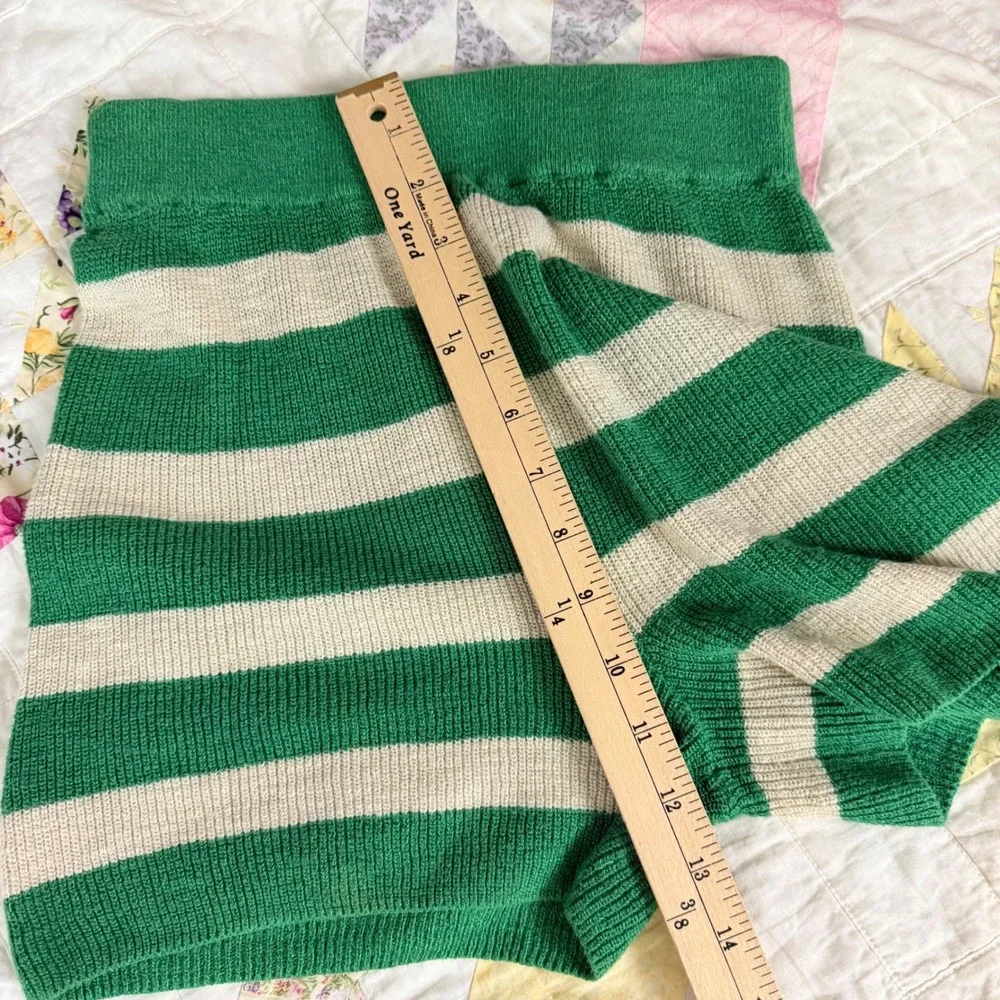 FP Beach Free People Green Cream Striped Knit Sweater Shorts XS OB1438202